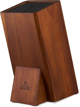 ENOKING Universal Knife Block without Knives, Acacia Wood Knife Holder/Knife Organizer with Removable Plastic Bristles for Kitchen Counter Knife Storage Rack