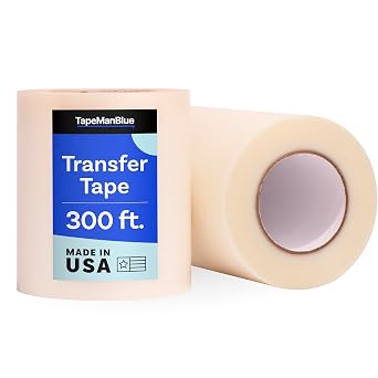 TapeManBlue Clear Transfer Tape for Vinyl - 6 inch Roll, Made in USA, Vinyl Transfer Tape with Medium to High Tack Adhesive for Crafts, Decals & Stickers 6 inch x 300 feet