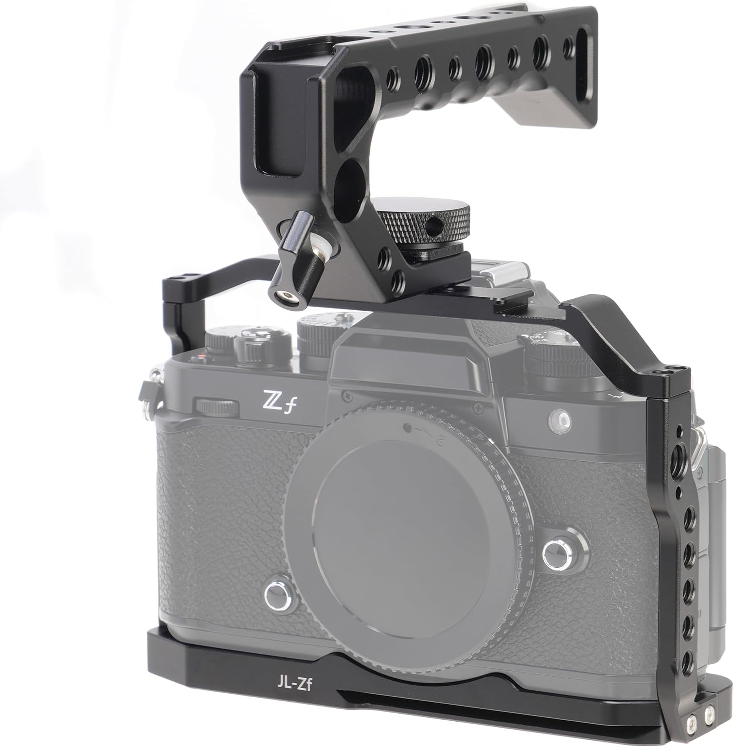 Fotga Zf Camera Cage + Top Handle for Nikon Zf Mirrorless Camera Vlog Video Shooting Film Making with 1/4"-20 3/8"-16 Holes Cold Shoe Mount,Arri Handle Locating Hole,Camera Locating Pin