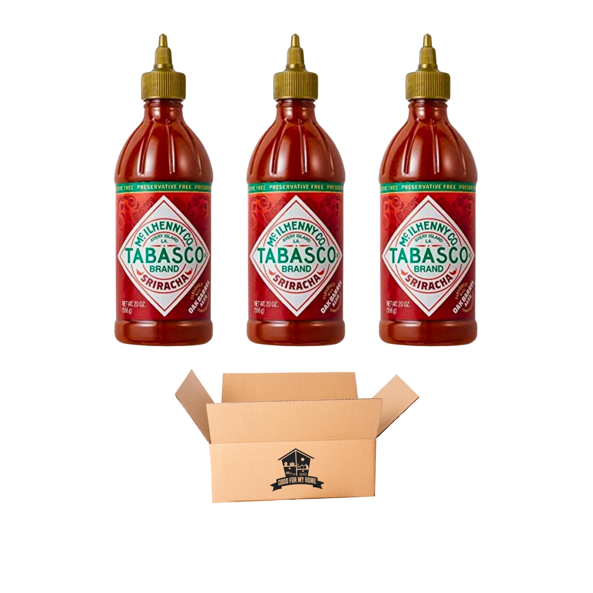 Tabasco Sriracha Hot Sauce, Pack of Three 20 Oz Bottles (60 oz in total), Good for My Home