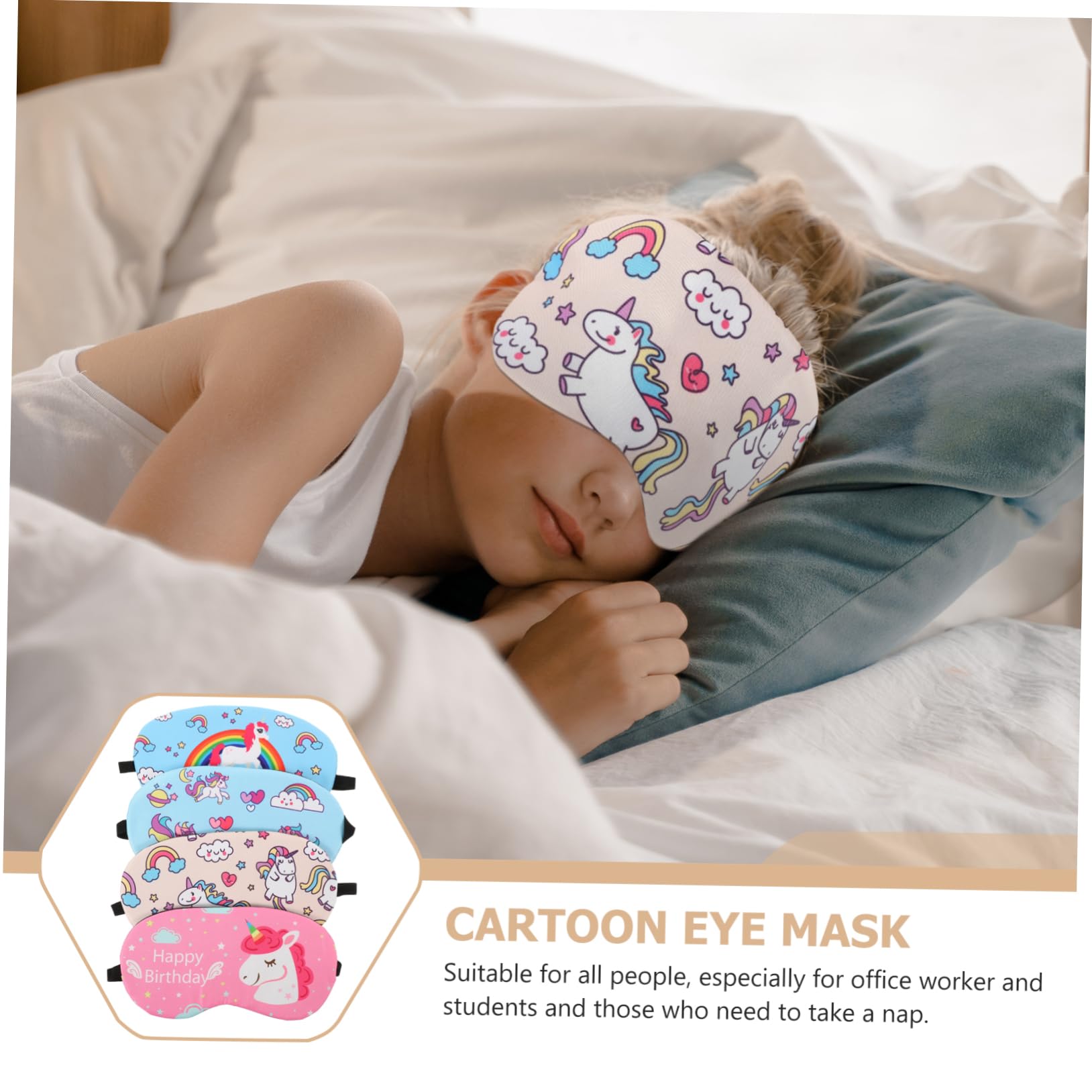 Ipetboom 20pièces Masque De Sommeil Doux Avec Motif Licorne Cache-yeux Confortable Pour Bureau Les Voyages Pour Sommeil Réparateur