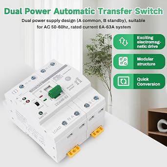 DEWIN Automatic transfer switch transfer switch top-hat rail ATS dual power automatic transfer switch electric selector switch 4P 63A 400V