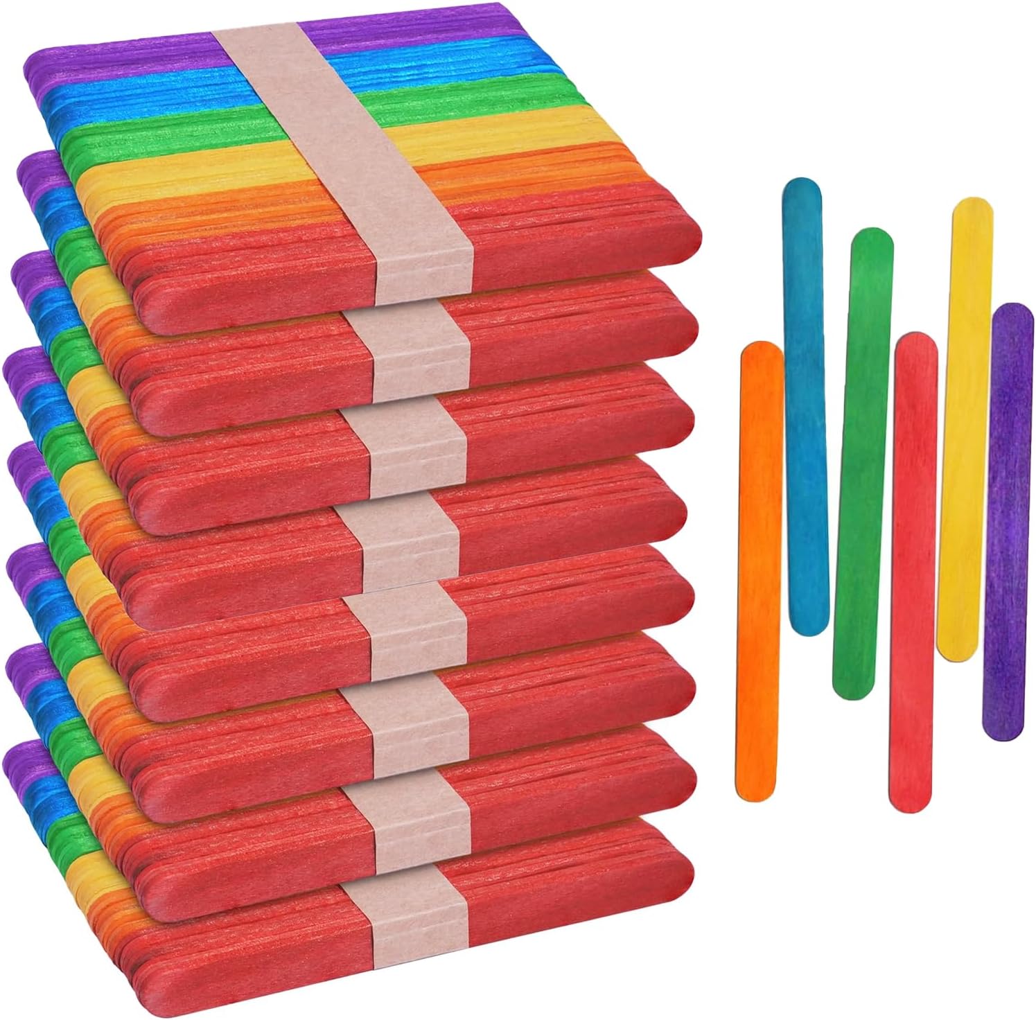 400 Pcs Coloured Lolly Sticks for Craft, 2.5 Inch Coloured Popsicle Sticks, Wooden Lollipop Sticks, Wide Craft Lolly Sticks for Home and School Crafts Arts and Handwork