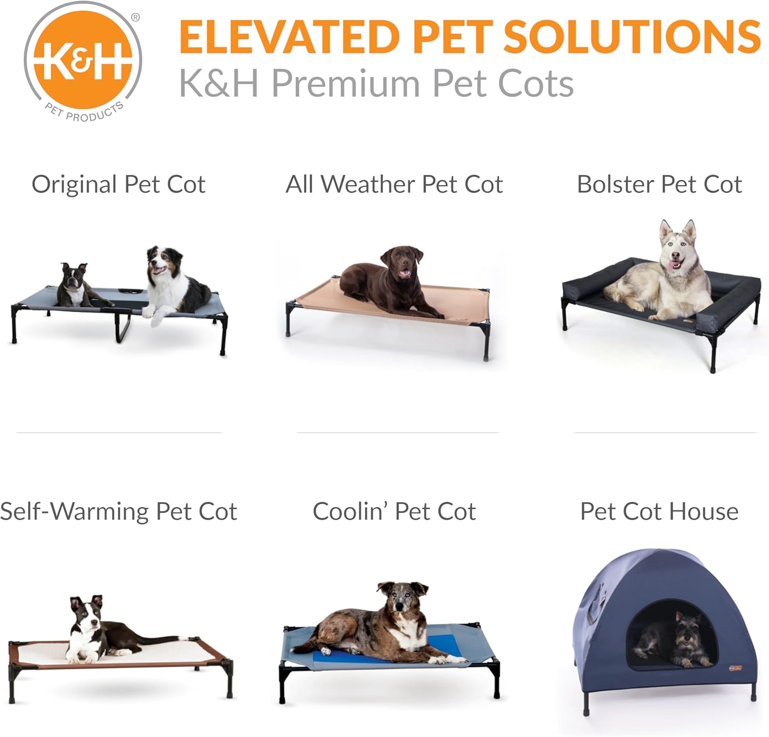 K&H Pet Products Pet Cot House for Large Dogs, Outdoor Elevated Dog Cot House, Enclosed Canopy, Window Flaps for Air Flow, Washable Cover, Raised Metal Frame, Collapsible - Large 42 X 30in Blue