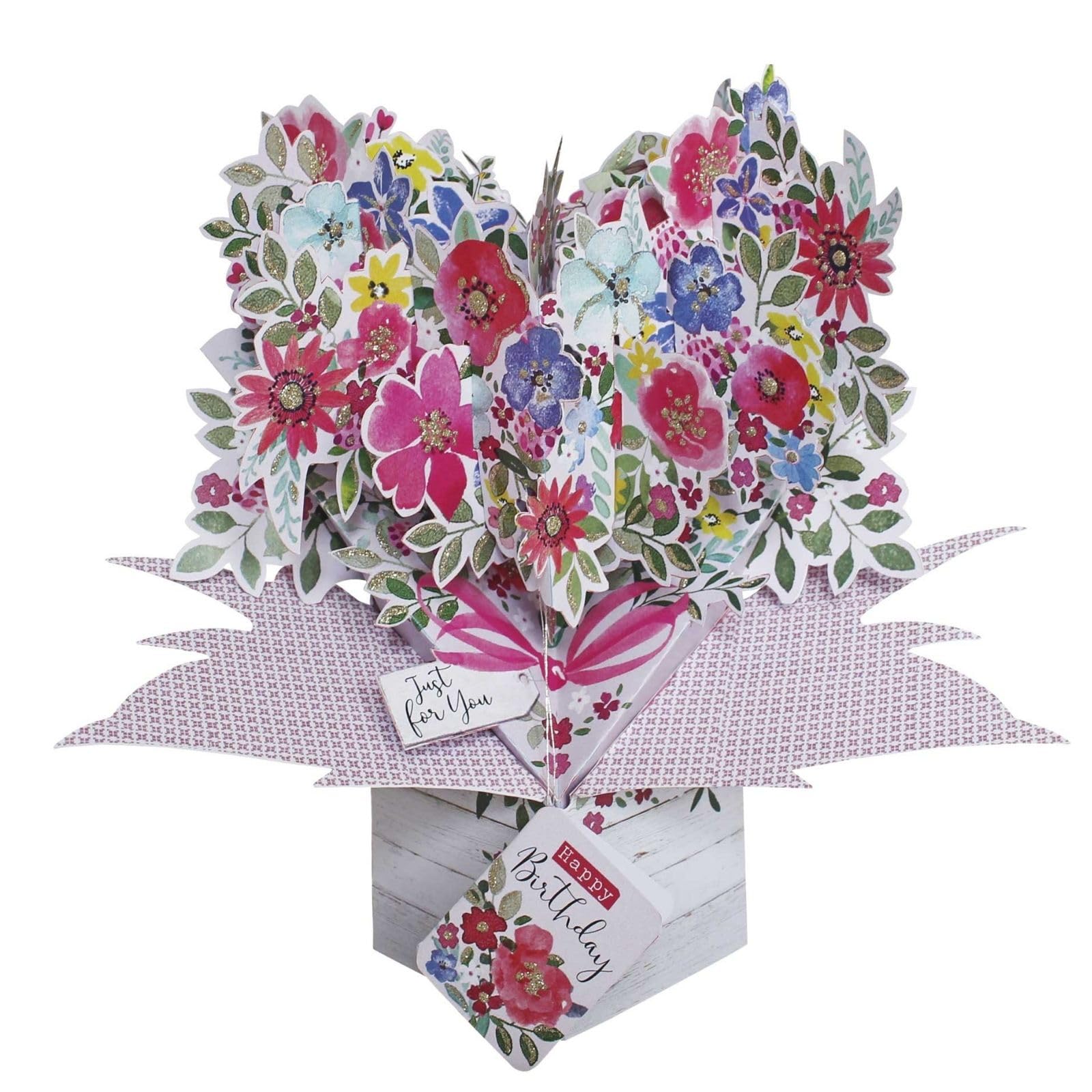 Happy Birthday Bouquet Of Flowers Birthday Pop Up Greeting Card 3D Pop-Up Cards