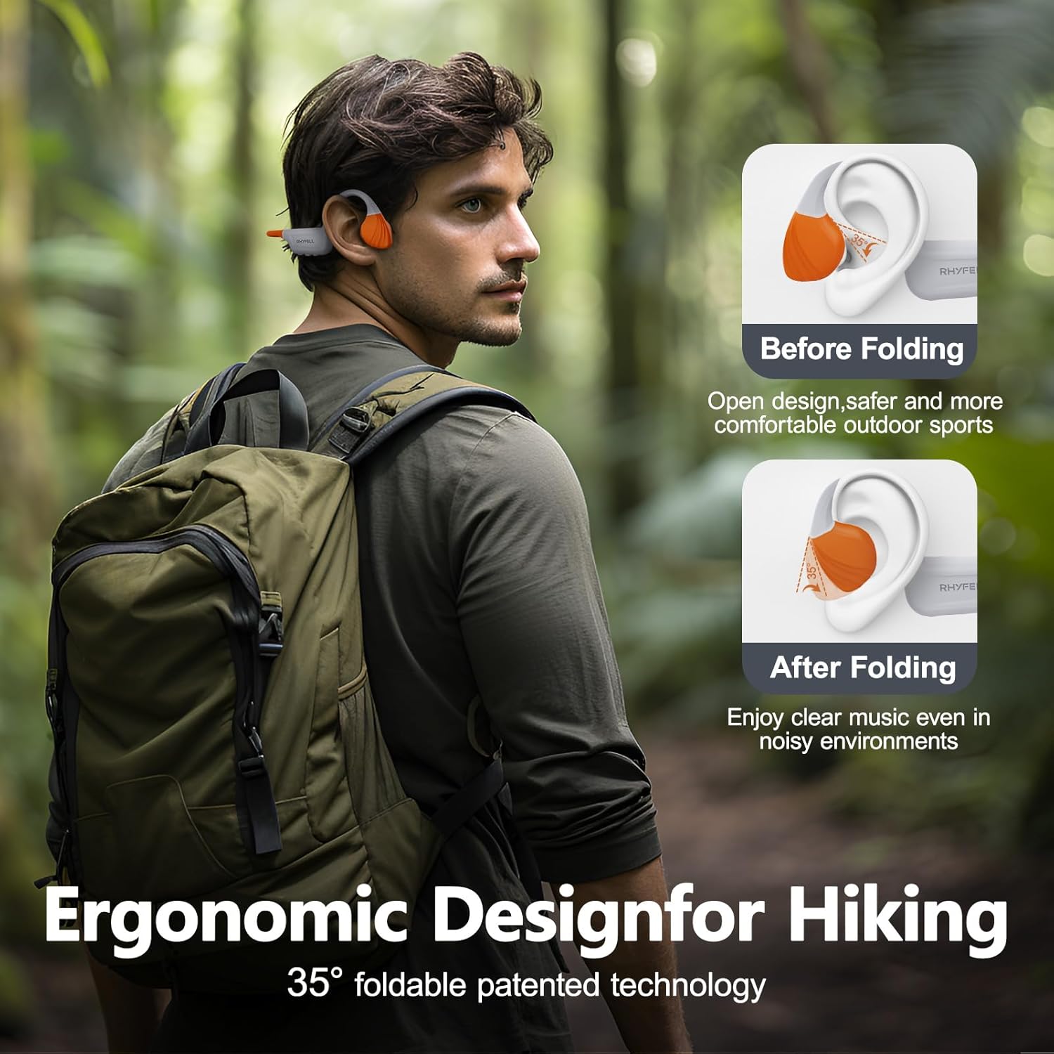 Bone Conduction Swimming Headphones, IP68 Waterproof Headphones with Built-in 32GB MP3 Player, Bluetooth 5.4 Open Ear Sport Headphones for Swimming, Running, Hiking, Walking - Image 2