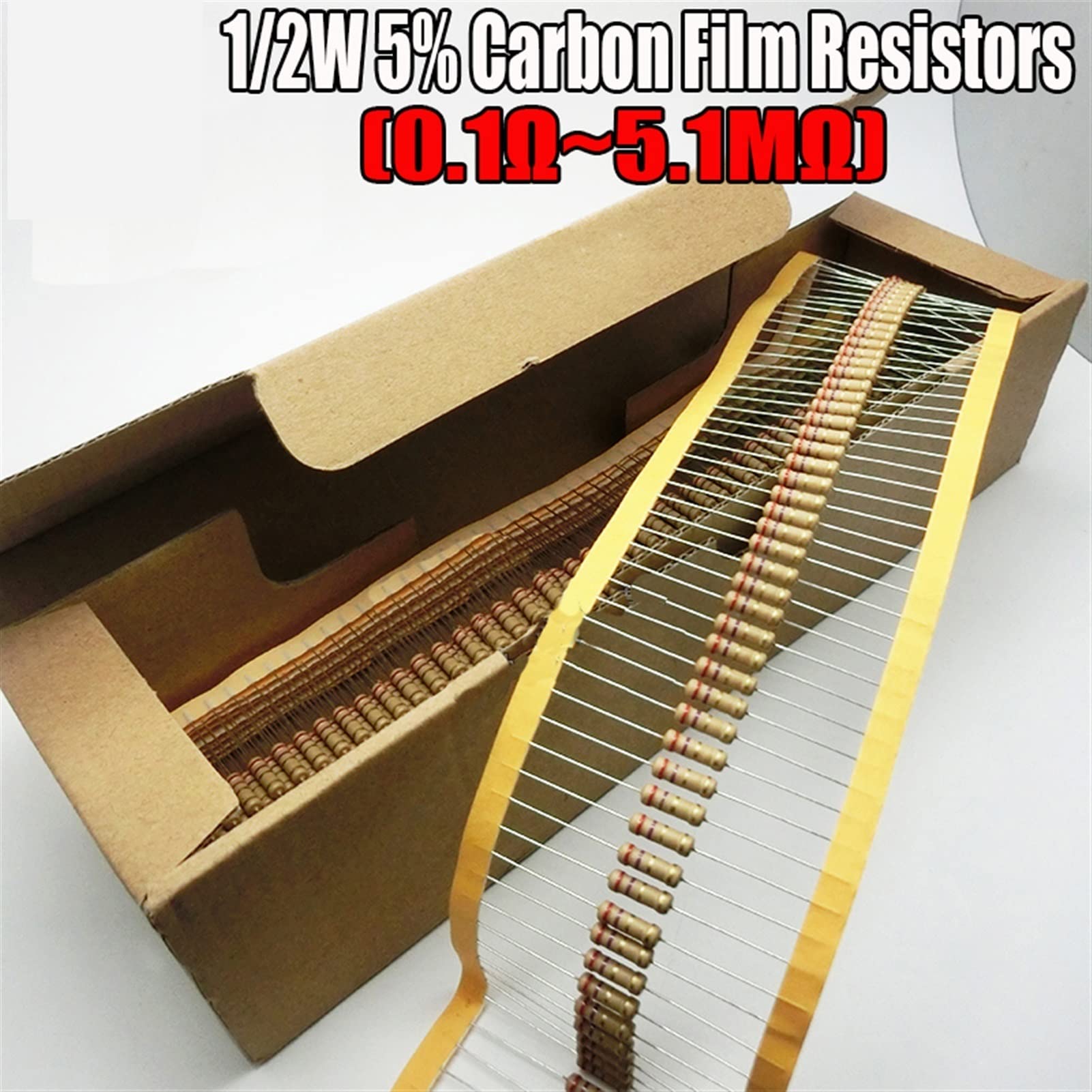 2000pcs 1 / 2W 0.1R-10m 5 Porcentaje de Resistencia de película de Carbono, Resistencia a los ohmios. YIJIAN (Power : 1/2W, Resistance : 910K)