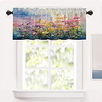 Vista 24 de Shrahala Cenefas de cocina de madera marrón con tablones vintage, panel de media ventana, tratamiento de ventana multicapa de poliéster opaco