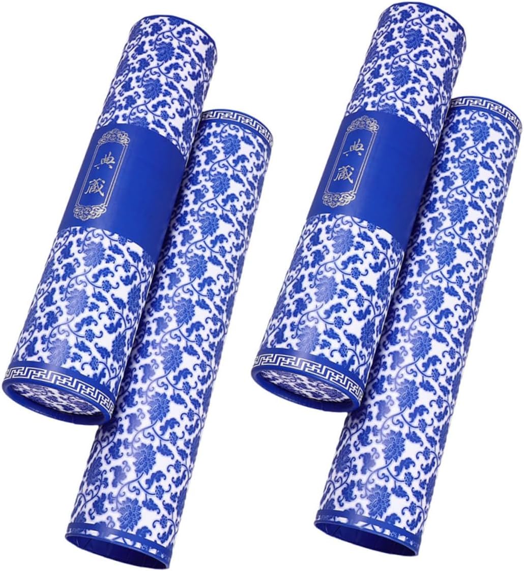HOMSFOU 2pcs Adjustable Telescoping Poster Tube for Safe Document Storage and Transport and Porcelain Design for Artwork Drawings and Calligraphy Preservation