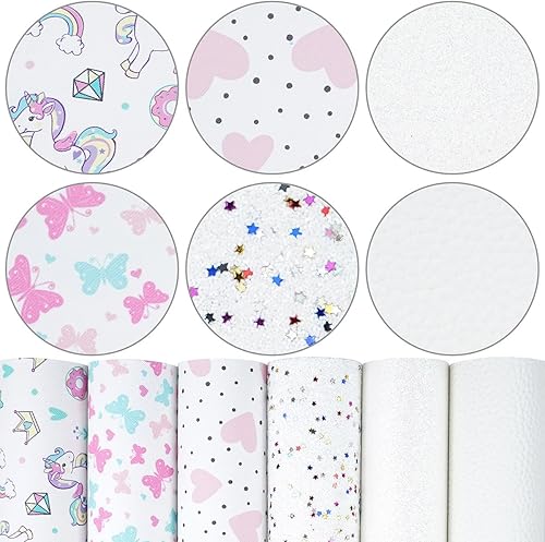 Miniatura 44 de Litchi Paquete de 6 hojas de cuero sintético de 8 x 12 pulgadas para aretes de lazo, tela de vinilo fácil de cortar para Cricut, cuero sintético