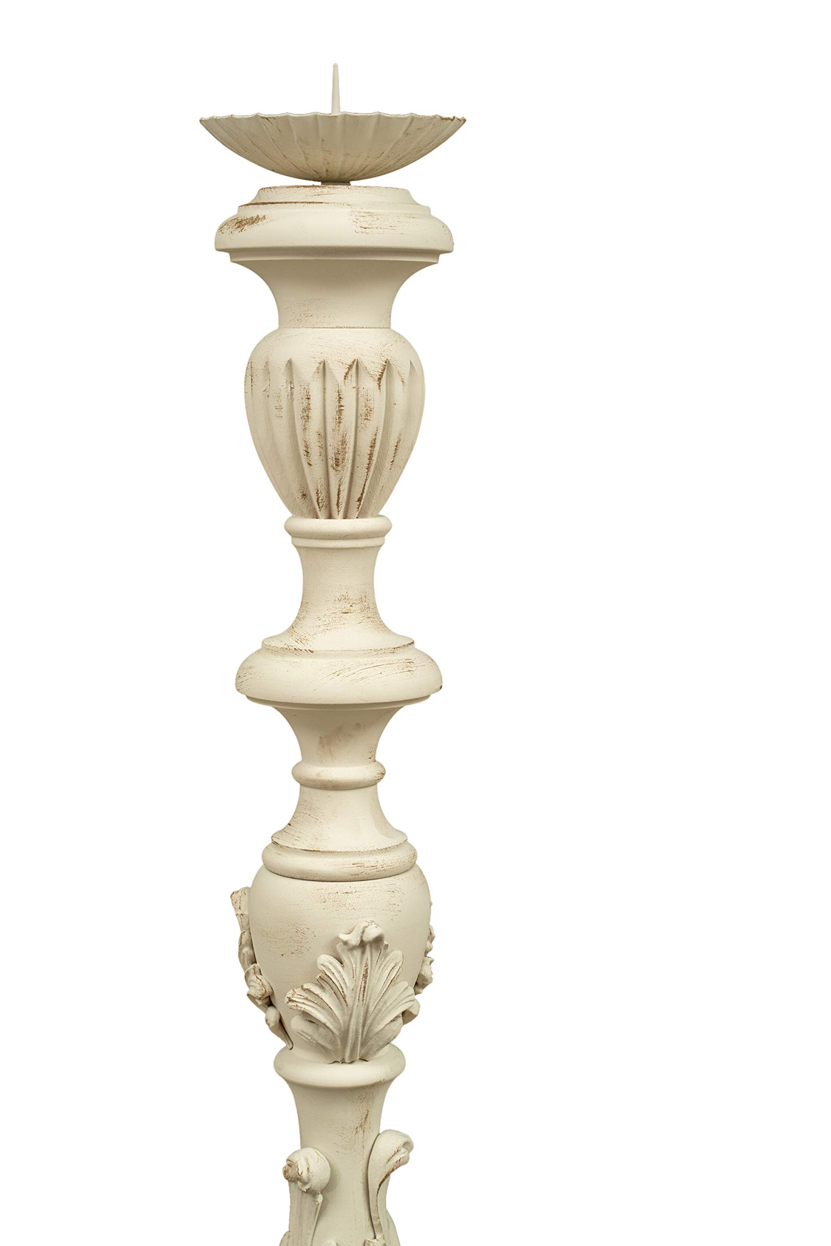 Biscottini candeliere legno 150x30x30 cm | Portacandele legno | Candelabro bianco Made in Italy | Candelabri Shabby | Candelabro da terra