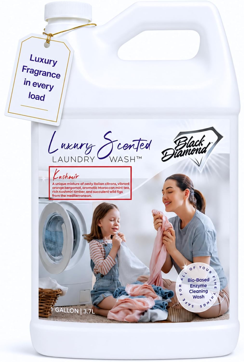 Black Diamond Stoneworks Kashmir Luxury Scented Laundry Wash, Premium Quality Detergent, Superior Cleaning Performance, Long-Lasting Fragrance, 1-Gallon.