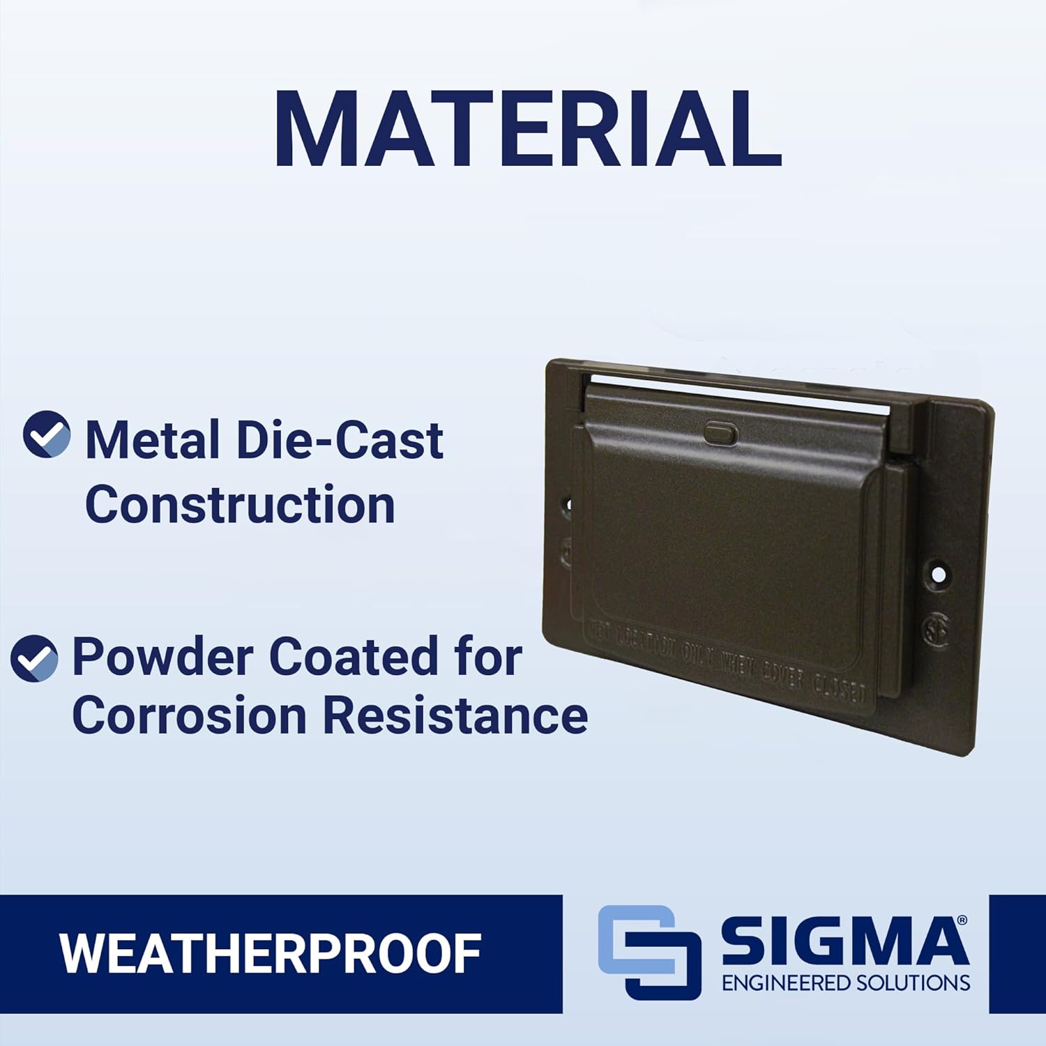Sigma Engineered Solutions 14249BR 1-Gang Horizontal GFCI Weatherproof Cover, Bronze