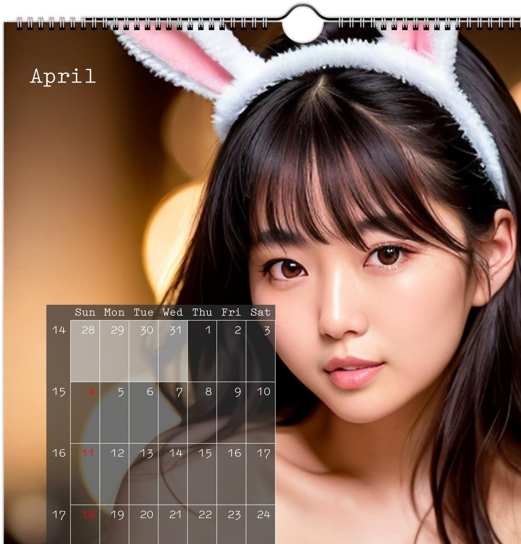 Calendrier 2026 pour adultes, lapin japonais, nude