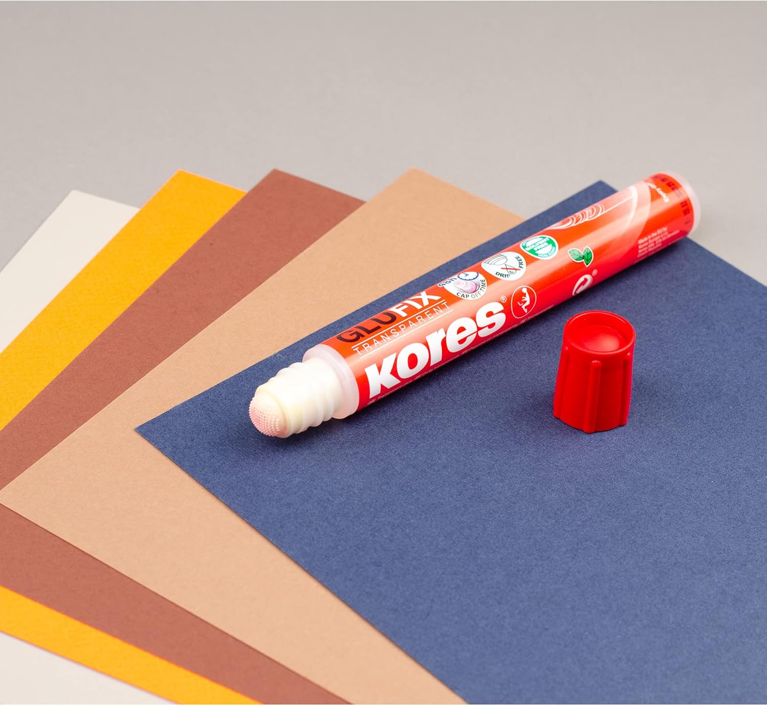 Kores - Glufix, Liquid and Transparent Glue, Drip-Free, Non-Toxic Craft Glue for Arts and Crafts, School and Office Supplies, Pack of 12 x 50 ml
