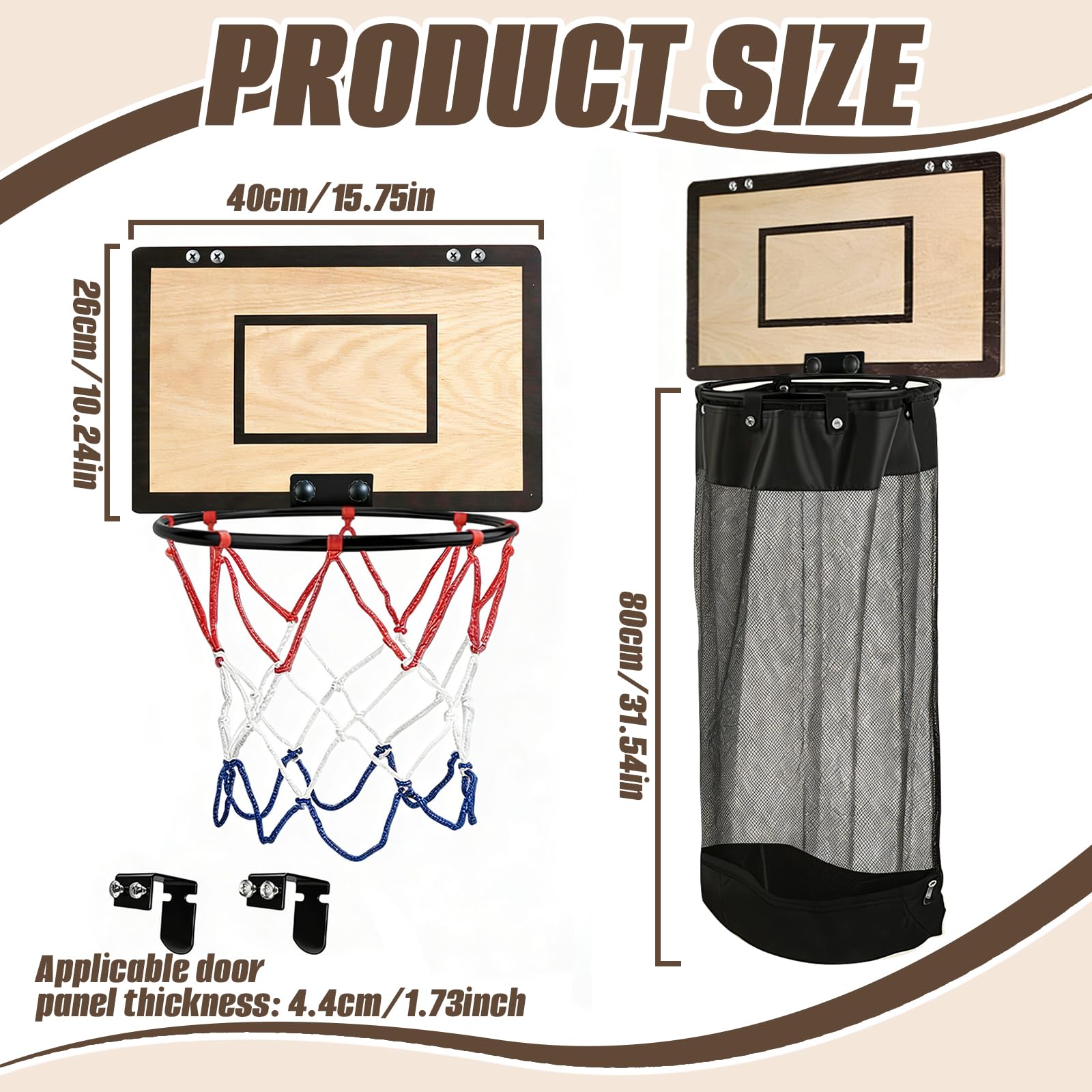 2 en 1 Panier à Linge de Basketball, Corbeille à Linge de Basket Mural et sur Porte avec Fermeture Éclair, Laundry Basket pour Chambre Salle de Bain Dortoir, Cadeau pour Enfants et Adultes