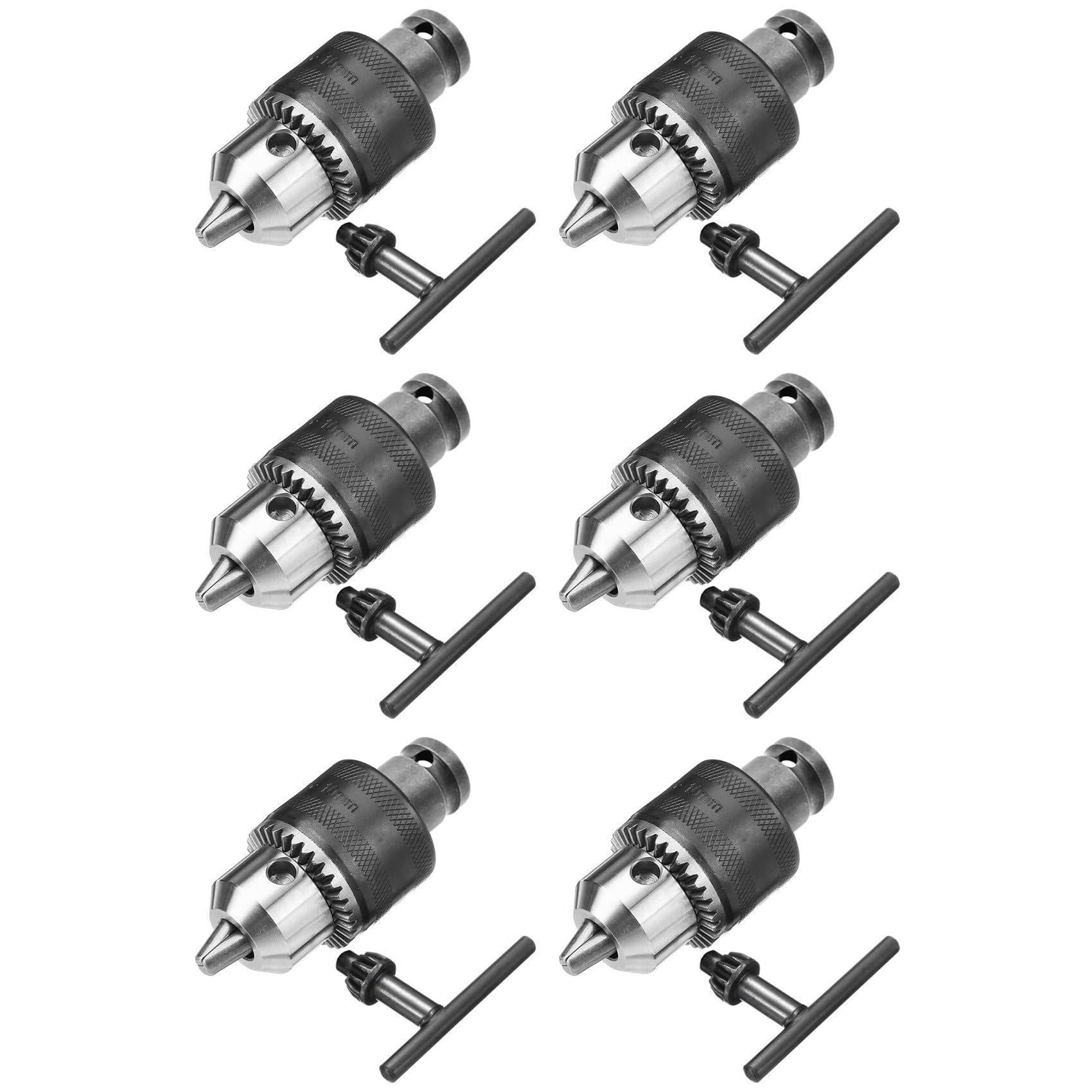 Jnchdghwa Women's Black 6Pcs 1.5-10Mm 1/16 Inch - 3/8 Inch Capacity Key Drill Chuck Wrench Converter 1/2 Inch Socket Square Adapter