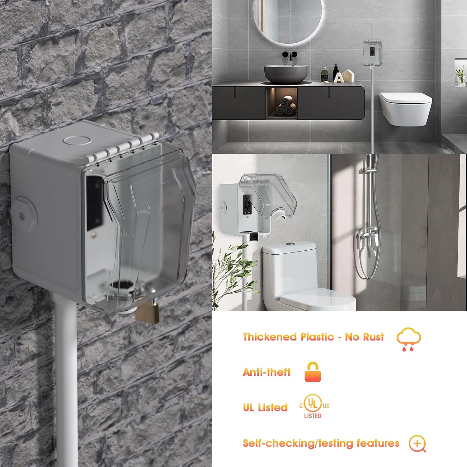 STARELO 20Amp Outdoor Electrical Outlet Box, Single 5-20R WRTR GFCI Sockets, Outdoor Dust and Rain Resistant and Rust Resistant, Suitable for Power Plugs for Lights, etc.UL,Listed.