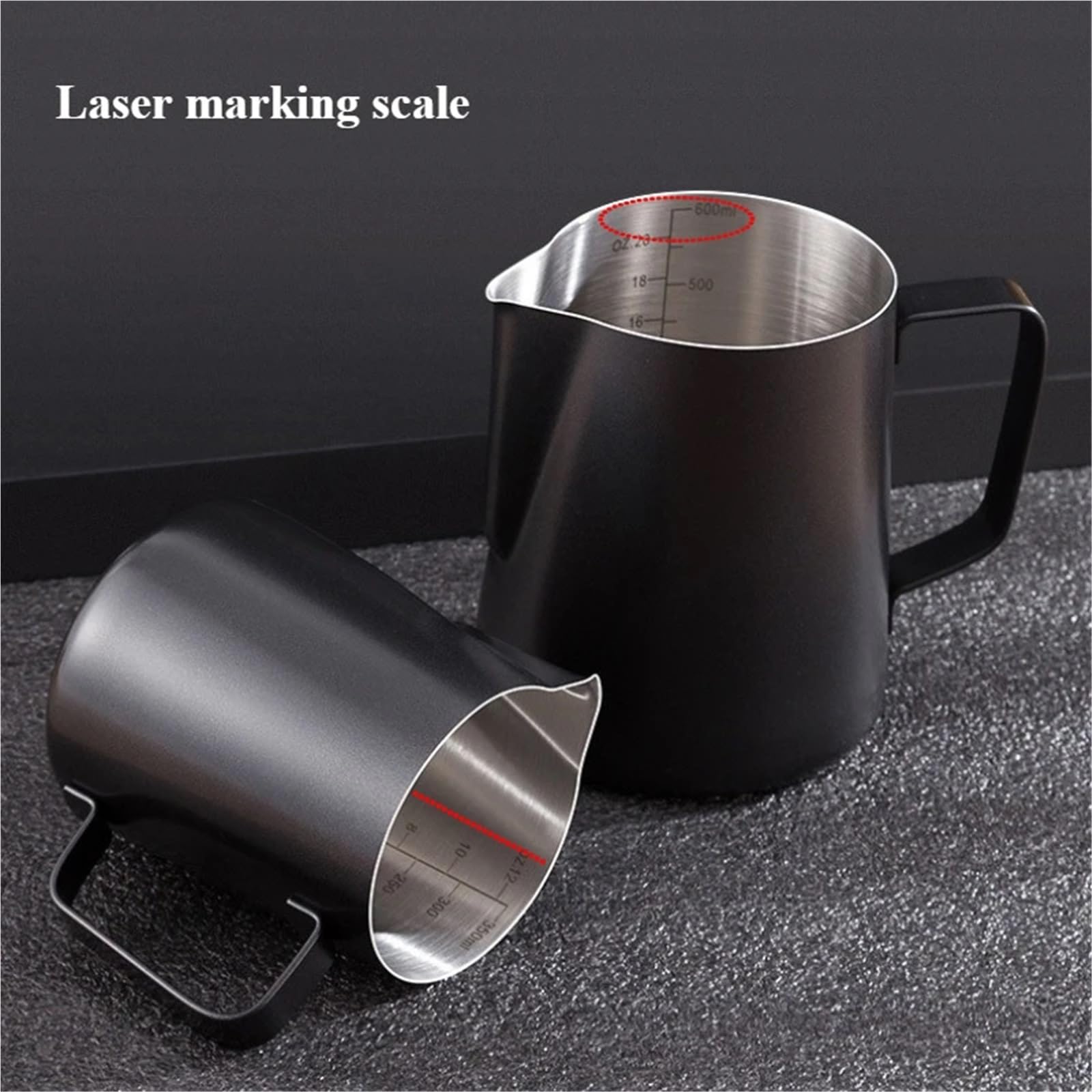 Milchschaum Kanne 350 ml / 600 Milchaufschäumkännchen aus Edelstahl for professionelle Baristas(BM-B-600ML)