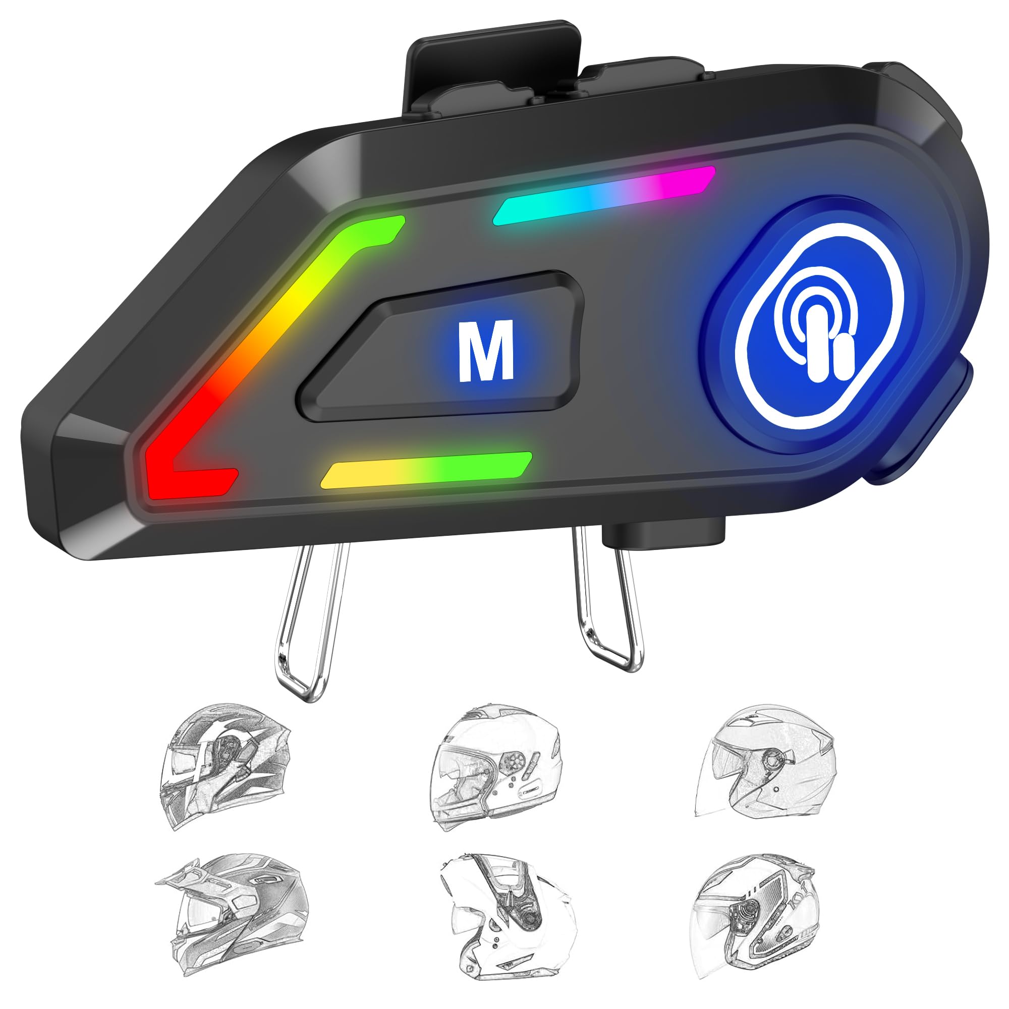 Sounce C5 Motorcycle Helmet Bluetooth Headset – Wireless On-Ear Helmet Speakers with Dual Phone Connection, GPS & Music Support, 800mAh Battery, IP67 Waterproof, Voice Control