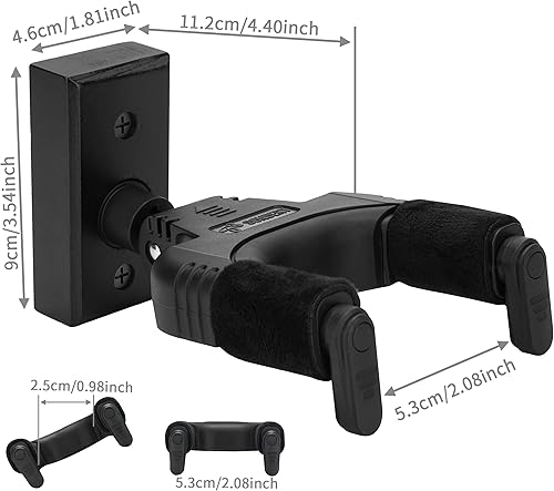 Miniatura 9 de Sondery Soporte de pared para guitarra, bloqueo automático y soporte de gancho ajustable para guitarra acústica y eléctrica, ukelele, bajo, banjo y
