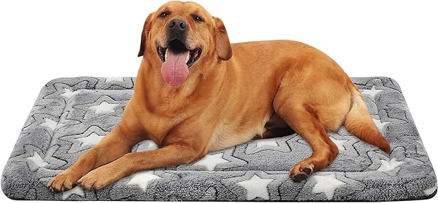 EMPSIGN Large Dog Bed Washable Reversible Cool and Warm Dog Mat Mattress for Dog Crate Pet Bed High Density Foam, Grey, 107x71x2.8cm