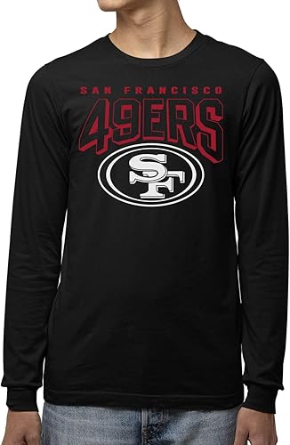 Junk Food NFL Bold Logo Long Sleeve T-Shirt Camiseta, San Francisco 49ers-Negro,