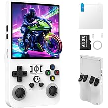R36MAX Retro Handheld Game Console, Portable Retro Gaming Console 4.0 IPS HD Screen and Linux System, Support 30+ Emulator and 64GB TF Card Video Game Consoles, 4000mAh Battery White 64GB