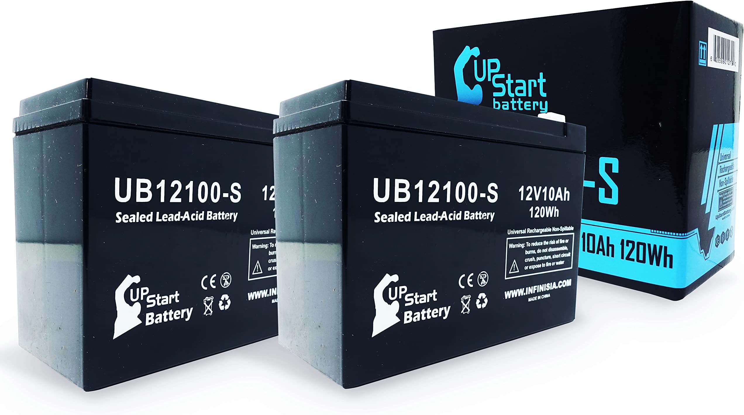 2 Pack Replacement for Enduring CB10-12 Battery - Replacement UB12100-S Universal Sealed Lead Acid Battery (12V, 10Ah, 10000mAh, F2 Terminal, AGM, SLA)
