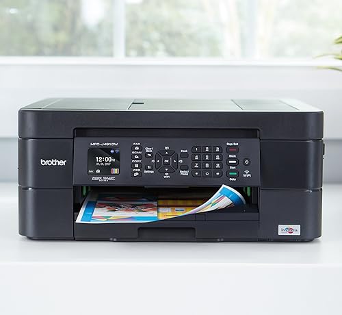 Vista 5 de Brother Impresora inalámbrica de inyección de tinta MFC-J491DW todo en una, impresora a color multifunción, impresión dúplex, impresión móvil