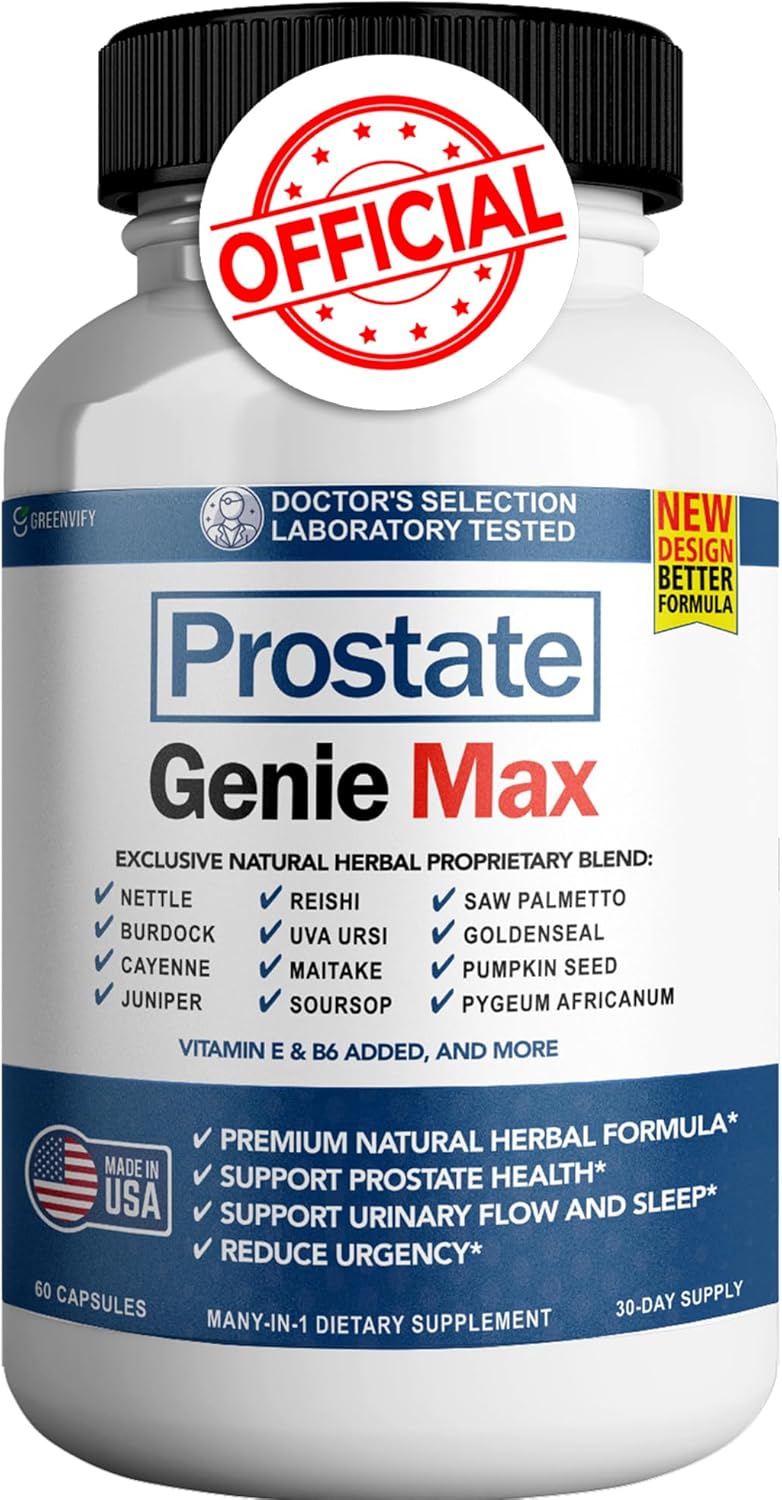 Prostate Genie Max - Natural Prostate Support Supplement | Promotes Urinary Health & Reduces Urgency | 120 Capsules | Made in USA (Pack of 2)