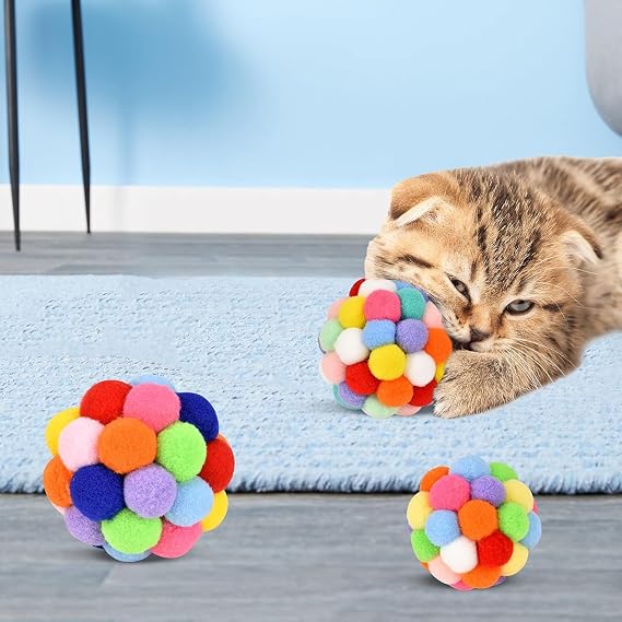 AEE® 2 Adet Çıngıraklı Zilli Peluş Kedi Topu 7 cm – Büyük Boy Sesli Kedi Oyuncağı, Dayanıklı Yumuşak Toplar, Enerji Atıcı İnteraktif Oyun Topu El Yapımı