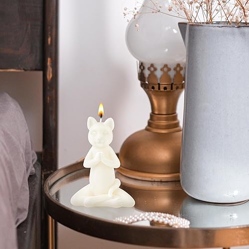 Miniatura 3 de Vela de gato zen para yoga, meditación, postura, velas estéticas de pino con fragancia de cera de soja natural, aromaterapia, vela hecha a mano,