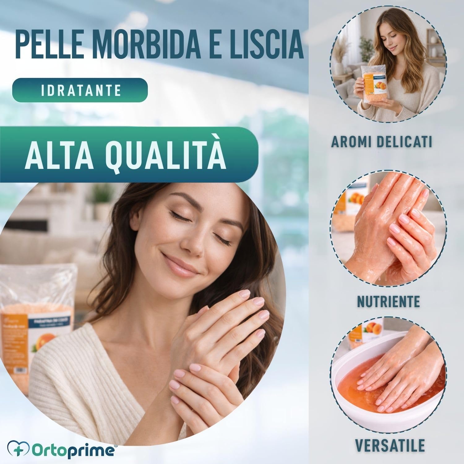 PARAFFINA per Mani e Piedi RIABILITAZIONE 1000ml - Massaggio alla Paraffina Aroma Essenze di Pesca - Bagno di Paraffina PROFESSIONALE - Termoterapia Dolori Muscolari