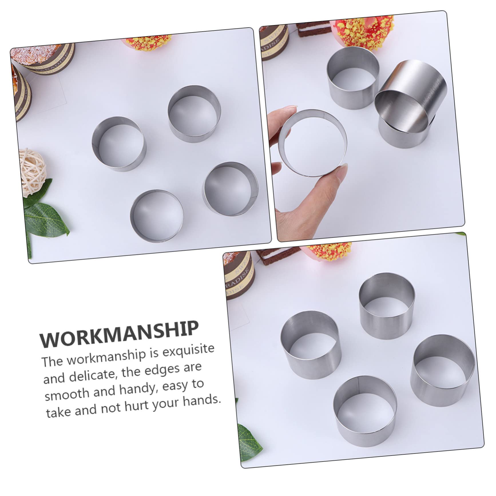 Uonlytech Stampo per Torta Rotondo in Acciaio Inox 8 Pezzi Funzione Anti-Impronte e Facile da Sformare per Dolci Mousse e Biscotti