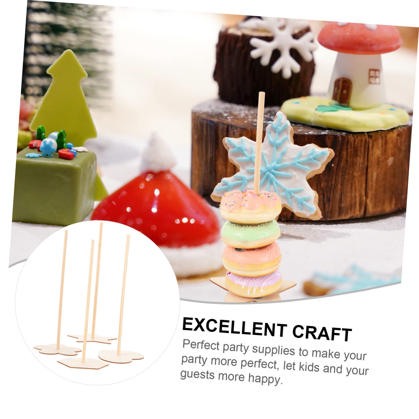 SOLUSTRE 12piezas Soporte De Donuts De Madera Para Fiesta Para Decoración De Mesa Dulce Para Bodas Cumpleaños y Eventos Especiales