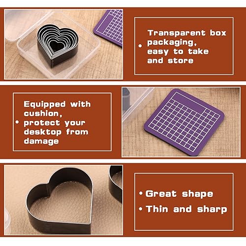 Miniatura 4 de Juego de 8 herramientas de corte de corazón de cuero, 8 tamaños, herramientas de perforación de acero de alto carbono, kit de troqueles de corte de