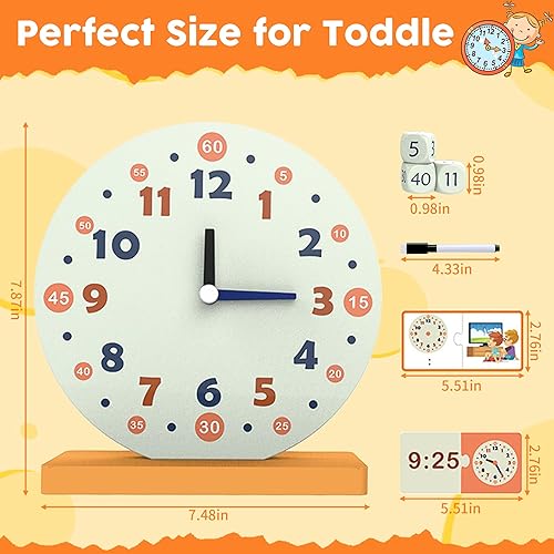 Miniatura 6 de Juego de juguetes de madera para aprender, 29 piezas, relojes de aprendizaje para niños, relojes y ayuda de enseñanza de tiempo para bolígrafo