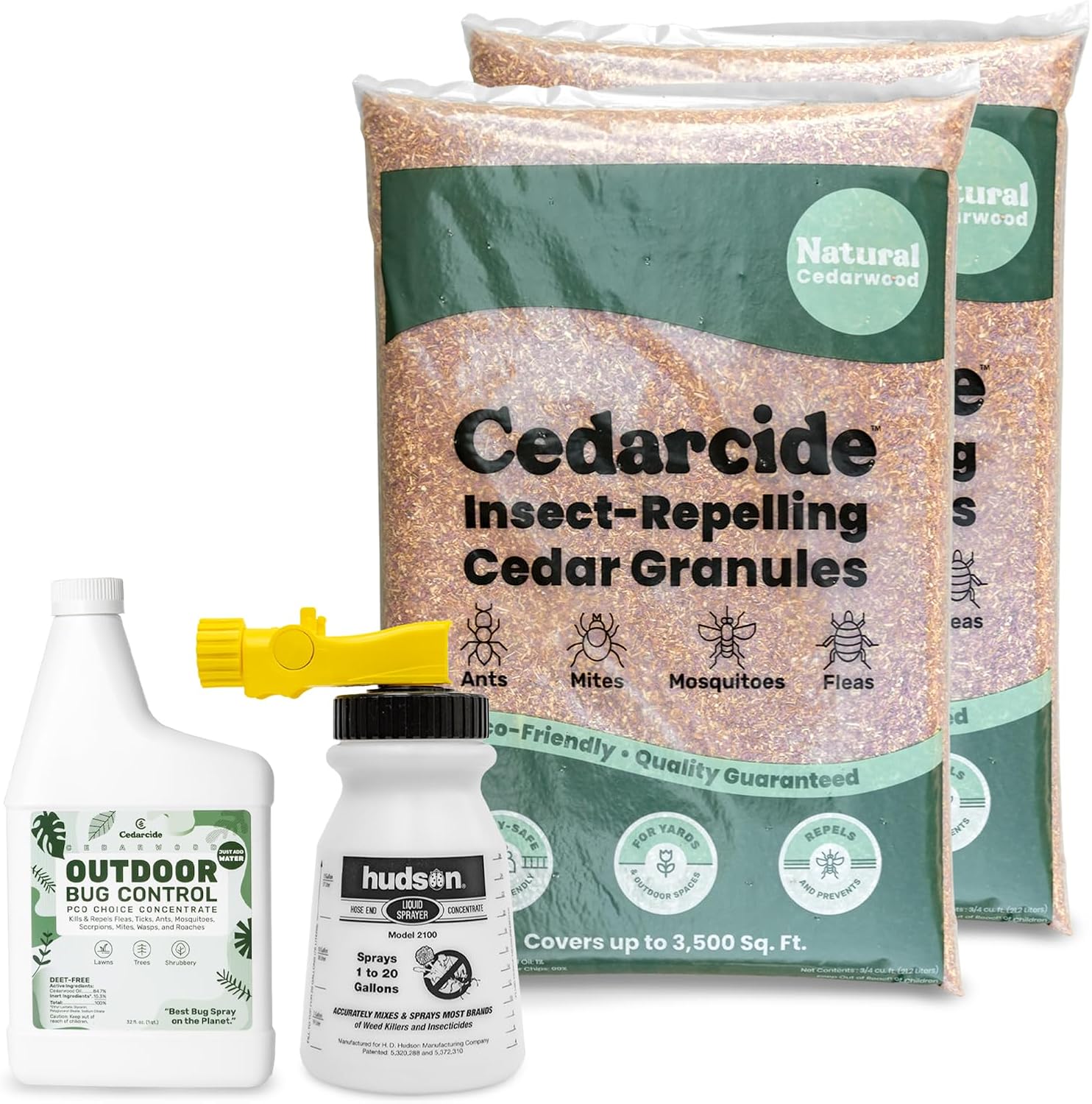 Cedarcide Outdoor Lawn and Garden Kit (Medium) Includes PCO Choice Cedar Oil Bug Killing Concentrate Quart and Insect Repelling Granules Kills and Repels Fleas, Ants, Mites, & Mosquitoes