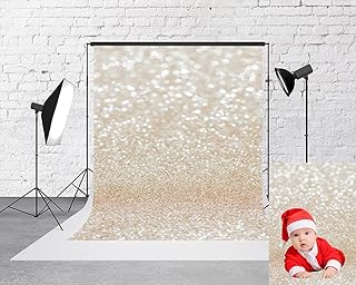 Gold Bokeh Photography Backdrop White Golden Spots Shinning Sparkle (Not Glitter) Background Newborn Baby Portrait Photo Studio Photobooth Props (5x7ft)