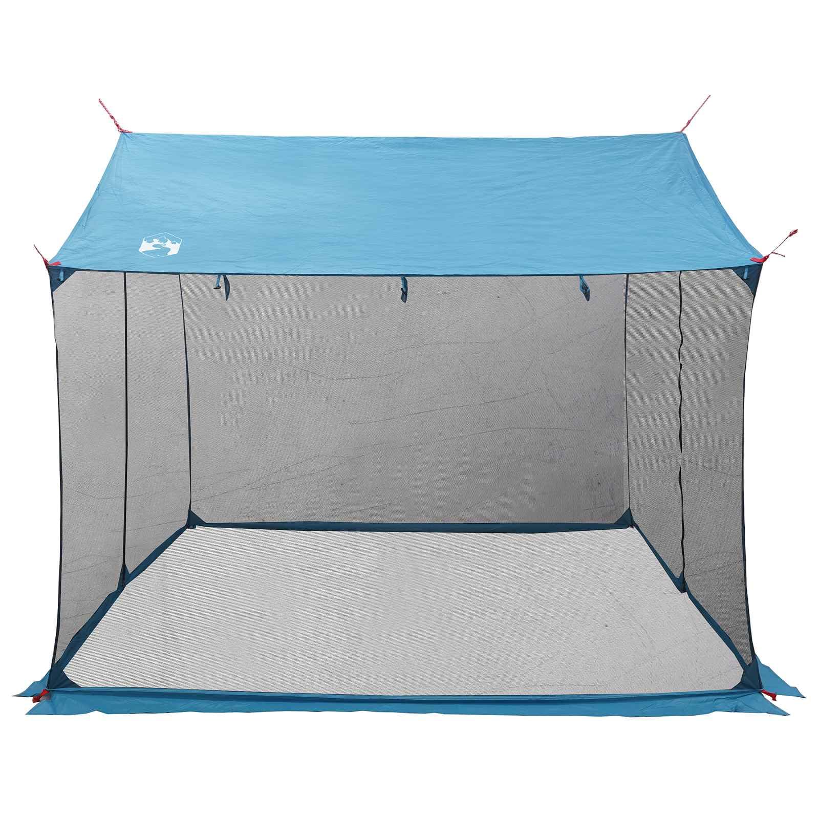 Tarp kempingowy ze ścianami z siatki niebieski 270 x 210 x 210 cm | Wodoodporny dach, drzwi z zamkiem błyskawicznym, regulowana wysokość, stabilna instalacja, do hamaka i dmuchanego materaca
