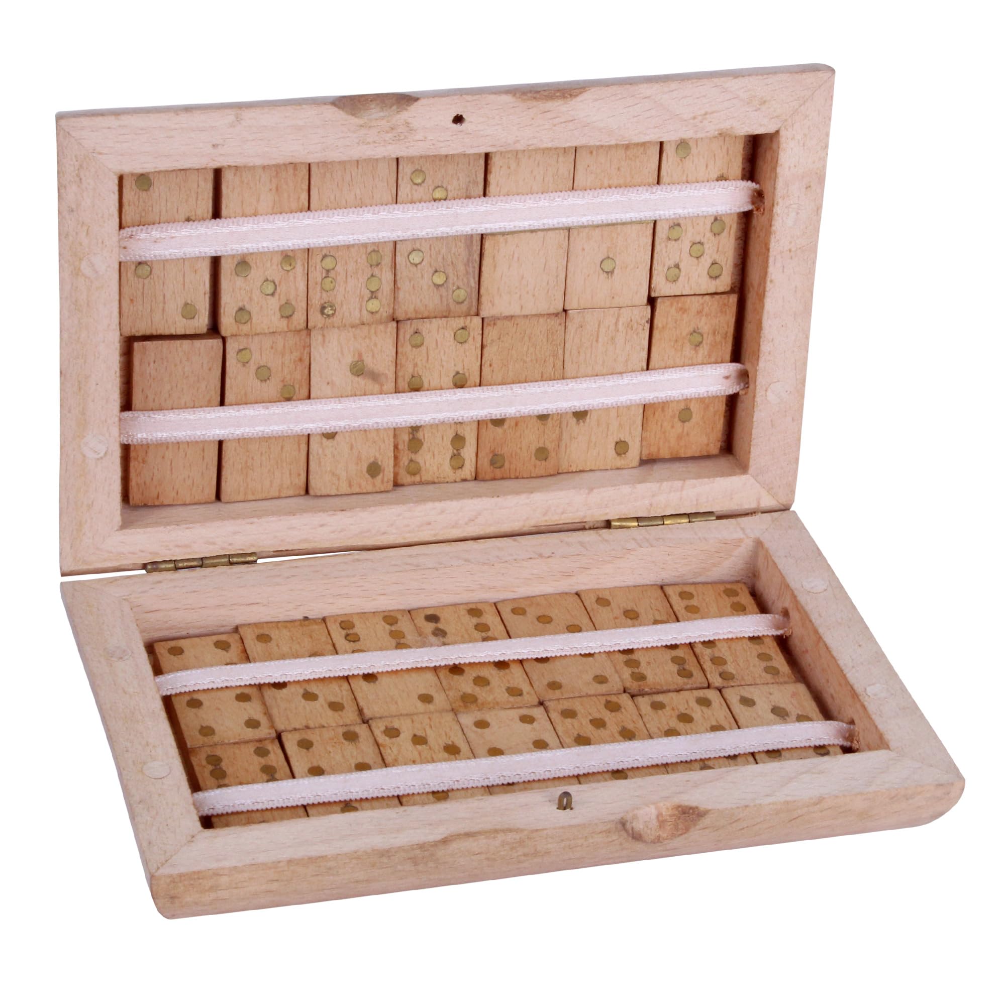 THE Unltd India Dominoes Set for Adults, Double 6 Domino Set | Traditional Travel Size Classic Board Game | 28 Dominos Pieces with Luxury Wood Box with Brass Inlay (Brown-12)