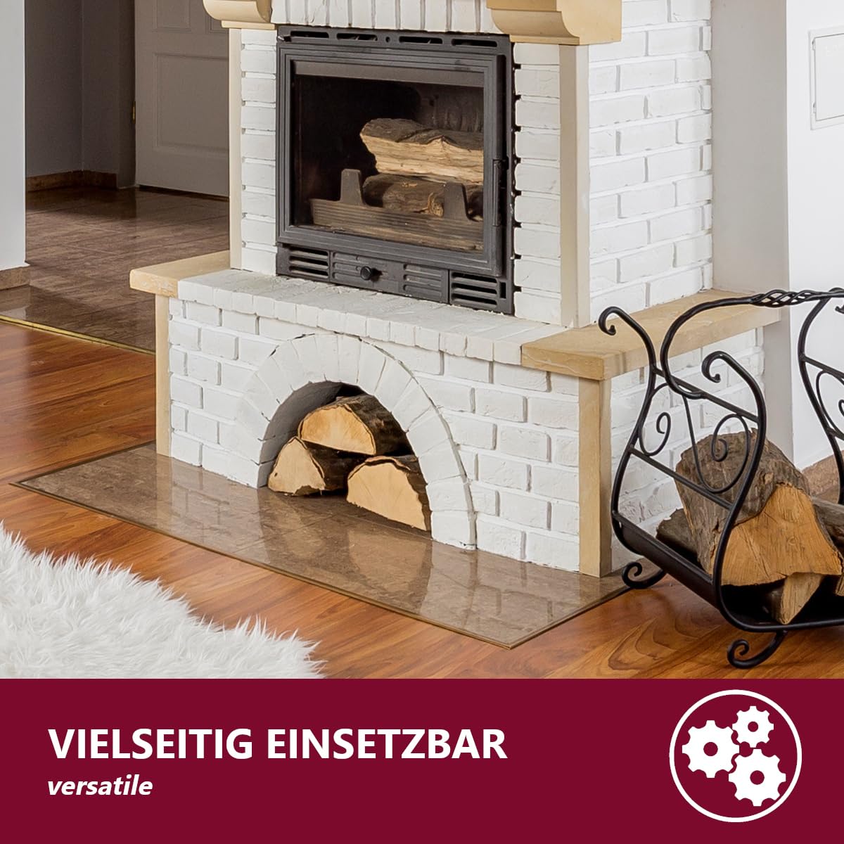 Euro Tische Piano in Vetro 60cm per Caminetto e Tavolo a Taglio Sfaccettato, Piastra di Protezione con Vetro di Sicurezza ESG da 6 mm, Base per Caminetto (Trasparente)