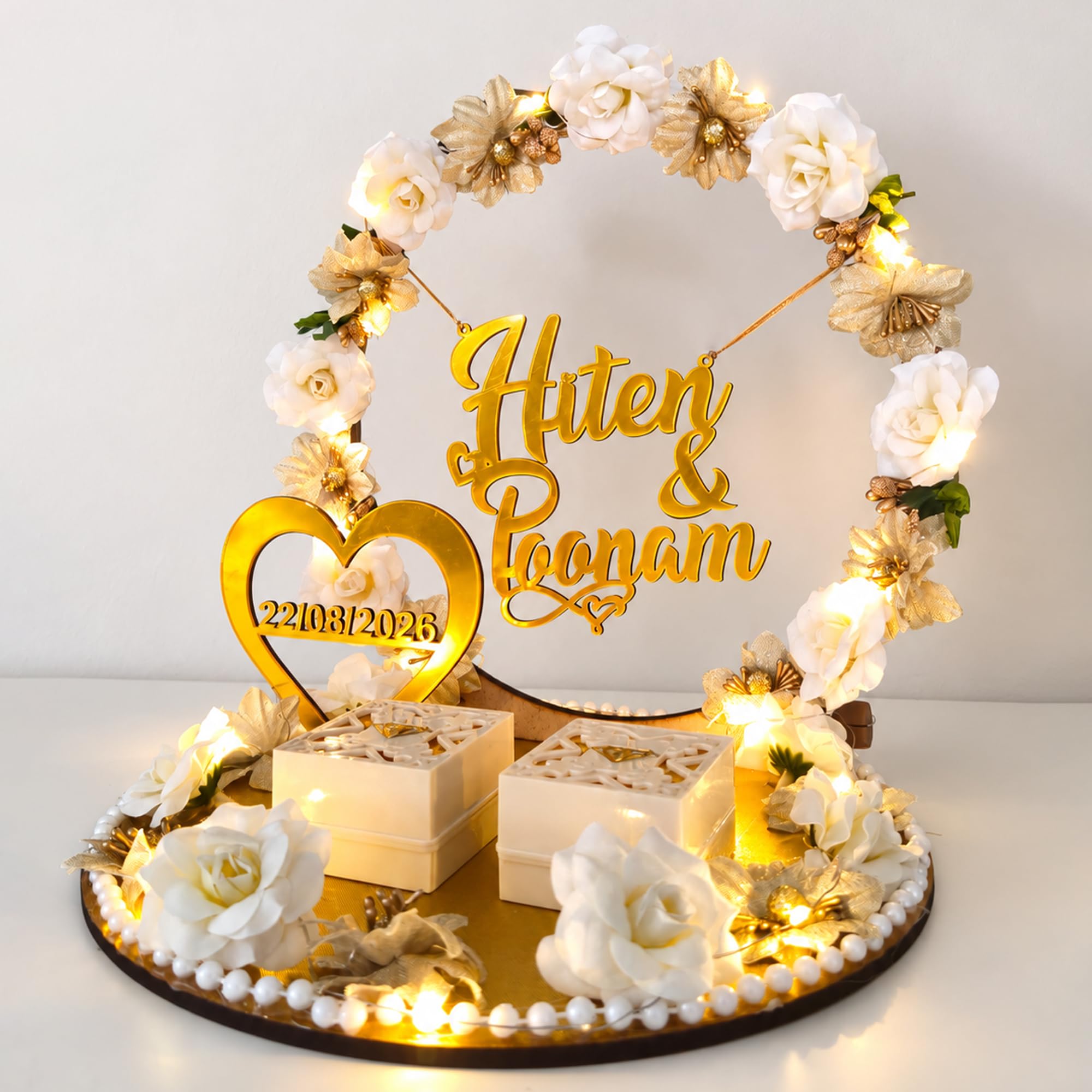 Engagement Ring Platter with LED Light - Personalized Gift -5
