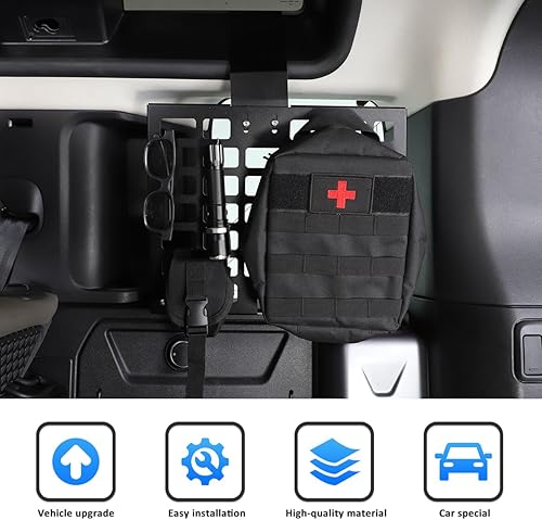 Miniatura 5 de YIWANG Organizador de cesta de almacenamiento de maletero de automóvil de aleación de aluminio negro para Land Rover Defender 110 2020-2022