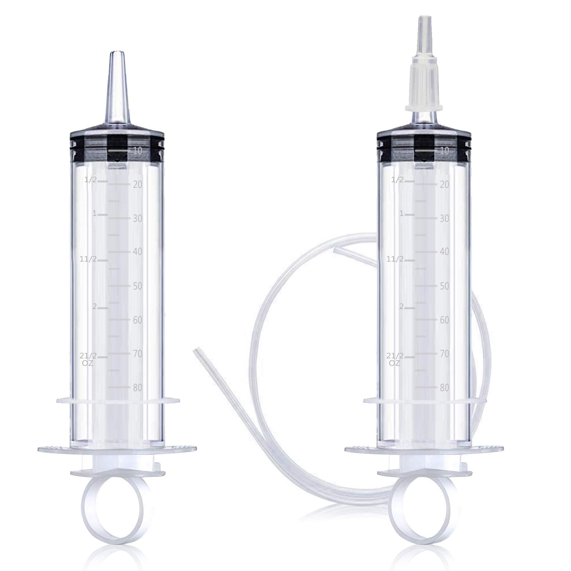 2PCS 80ML Large Plastic Syringe for Scientific Labs and Dispensing 
