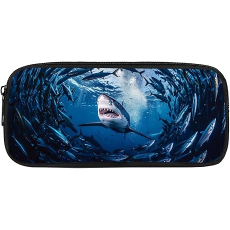 Shark Pattern Pencil Case: Ultimate Storage Solution for Kids and Students