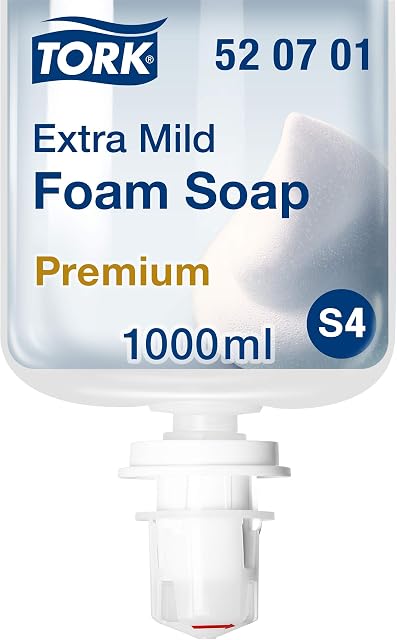 Tork Extra Mild Foam Soap - 520701 - Allergy-friendly All-purpose Soap for S4 Dispenser Systems - Premium Quality, Fragrance-free, 1 x 1000 ml