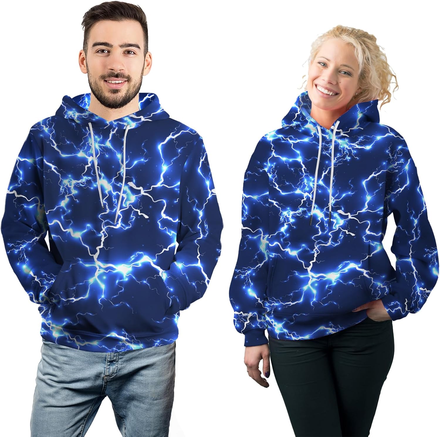 Unisex New Men's Novelty Hoodies Cool Lightning Graphic Hoody Fleece Pullover Hooded Sweatshirts - Image 6