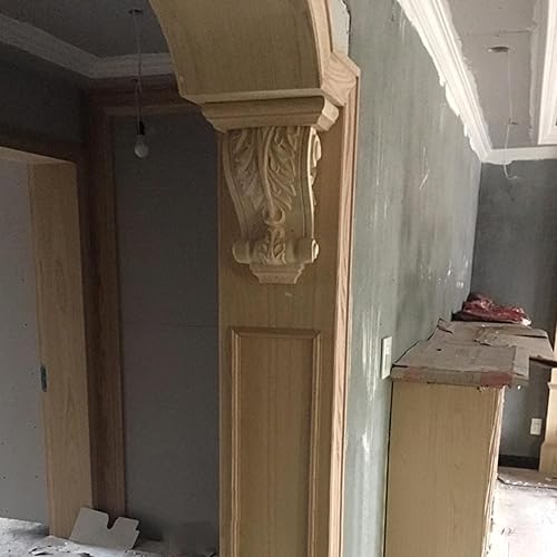 Miniatura 6 de Woogim 2 piezas de madera de goma tallada Corbel de 1.5 pulgadas de alto x 2.28 pulgadas de ancho x 4.37 pulgadas de alto estilo europeo para